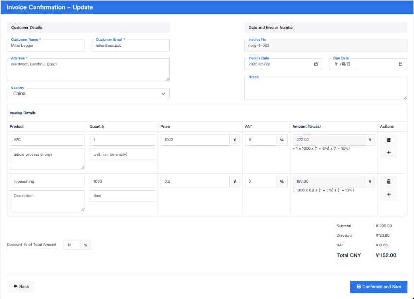 Invoice form